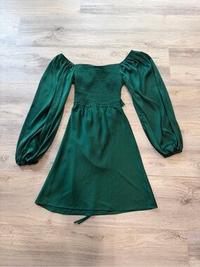 Princess Polly Emerald Green Off-Shoulder Long Sleeve Mini Dress